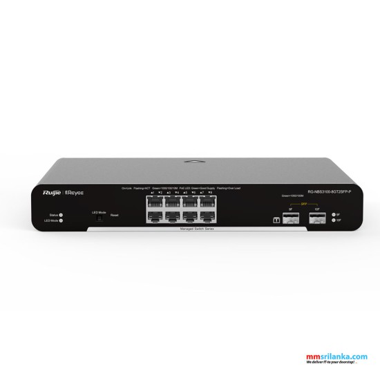 RUIJIE RG-NBS3100-8GT2SFP-P, 10-Port Gigabit Layer 2 Cloud Managed PoE Switch (3Y)